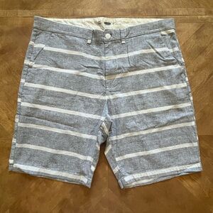 Old Navy White & Blue Striped Flat Front Linen-Blend Shorts – Size 38